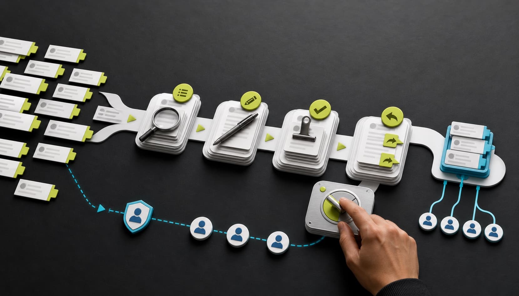 AI acquisition system shown as a connected business workflow