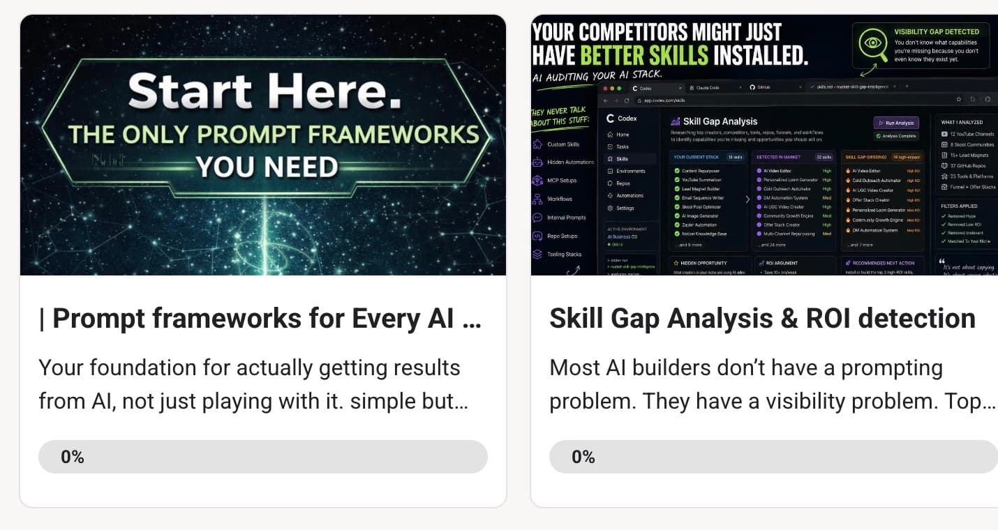 Courses and resources available inside the Agent Builder Lab community